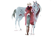 Woman and horse watercolor