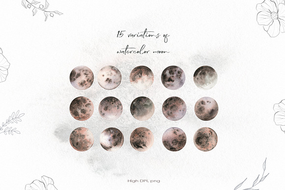 Watercolor Moon & Constellation in Illustrations - product preview 6