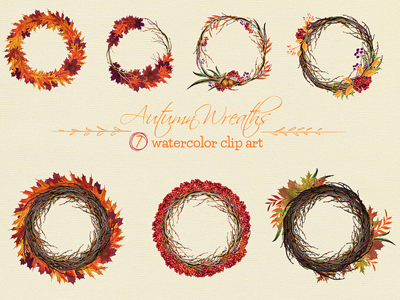 Autumn ClipArt Bundle watercolor in Illustrations - product preview 2
