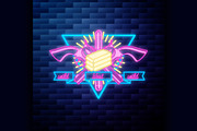 Vntage wild west emblem glowing neon