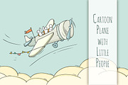 Cartoon Plane with little People