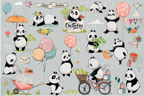 Cute Panda Collection in Illustrations - product preview 1