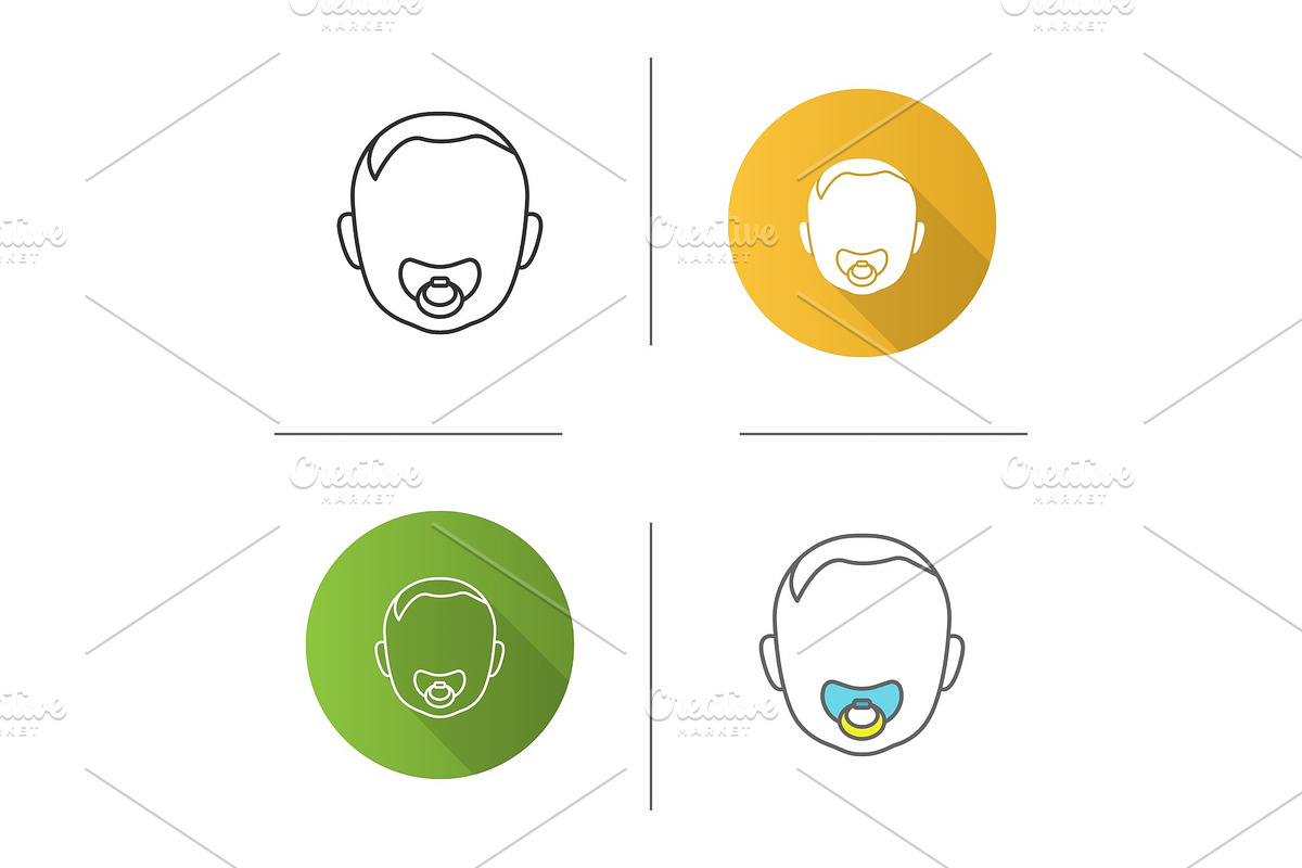 Baby face with pacifier icon in Icons - product preview 8