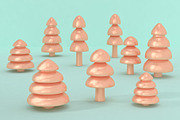 3d render of Christmas trees on a