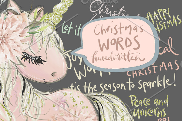 Christmas hand lettering, Unicorn