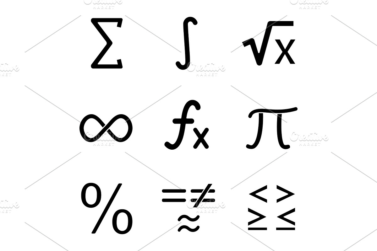 Mathematics glyph icons set in Icons - product preview 8