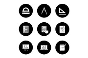 Mathematics glyph icons set