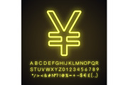 Japanese yen neon light icon