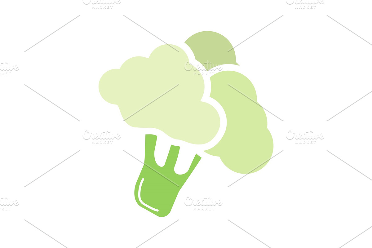 Broccoli branch glyph color icon in Icons - product preview 8