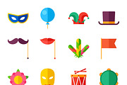 Carnival set of flat icons.