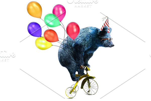 Birthday Party-Bear art illustration