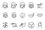 Cosmetology icons set