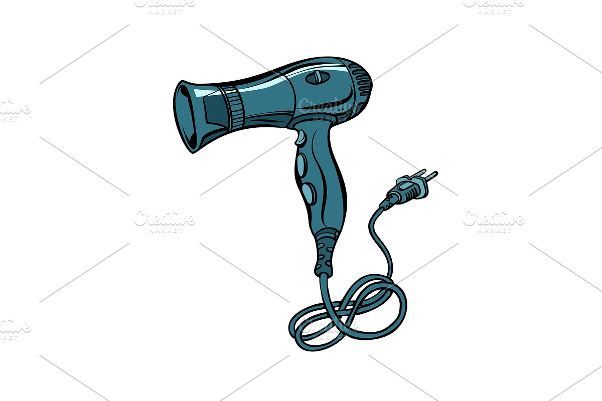 hairdryer, power tool hair care in Illustrations - product preview 8