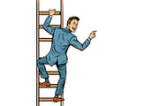 businessman climbs stairs, man