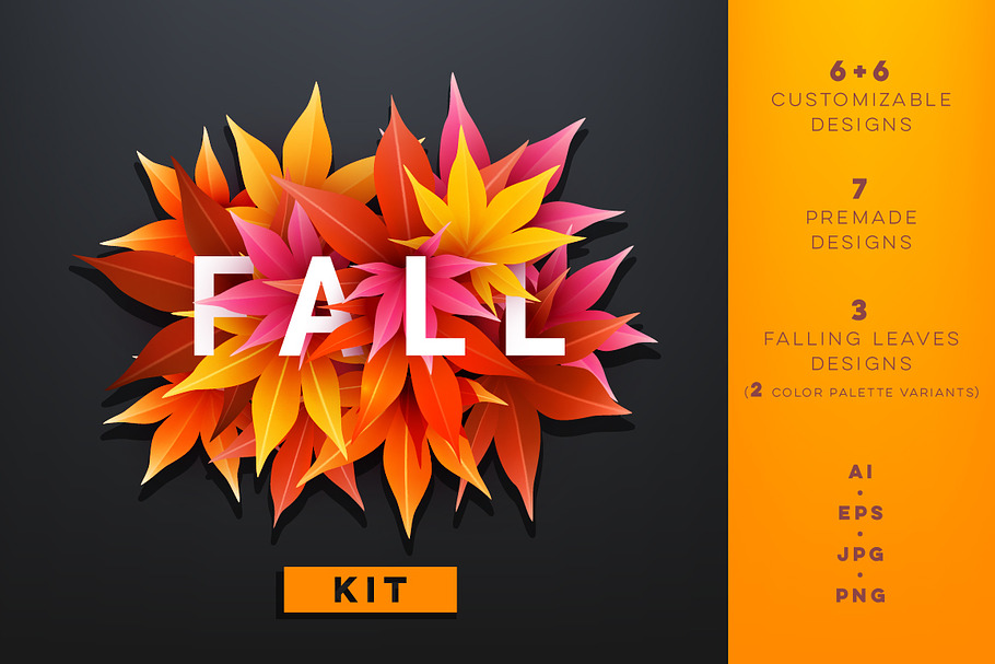 Fall leaves design kit in Graphics - product preview 8