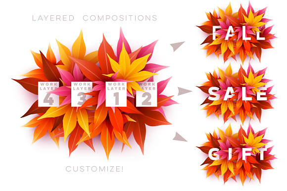 Fall leaves design kit in Graphics - product preview 2