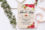 Red Flower Wedding Invitation