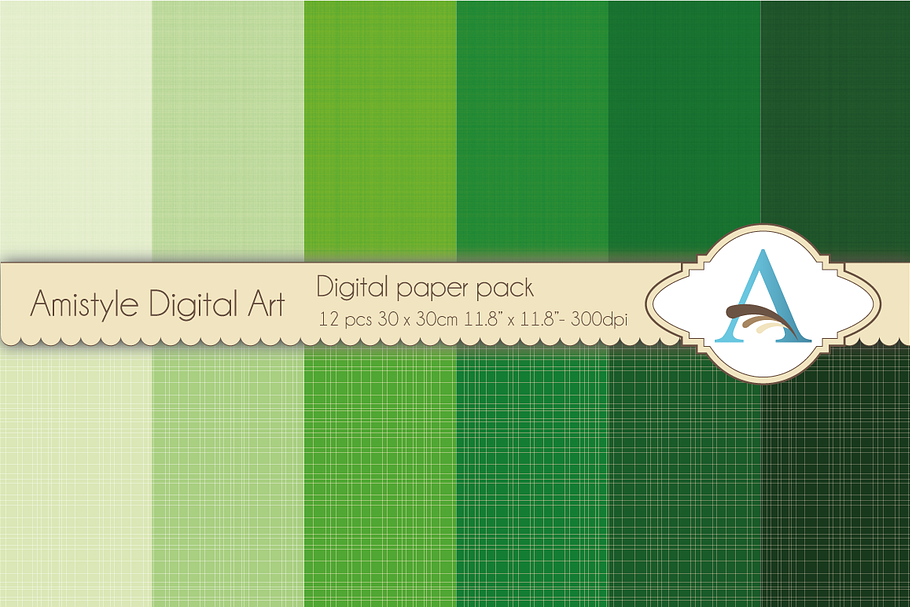 Linen - Green - Digital Papers