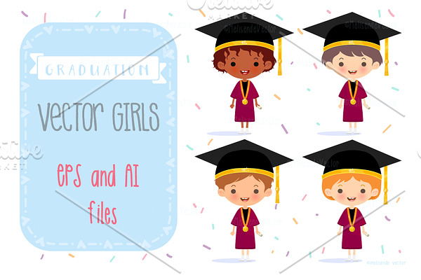 Graduation Vector Girls