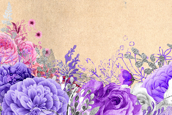Pink Lavender and Silver Florals in Illustrations - product preview 2