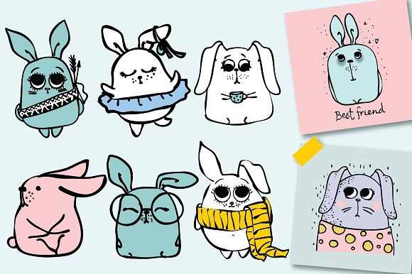 Cute Rabbits in Illustrations - product preview 1