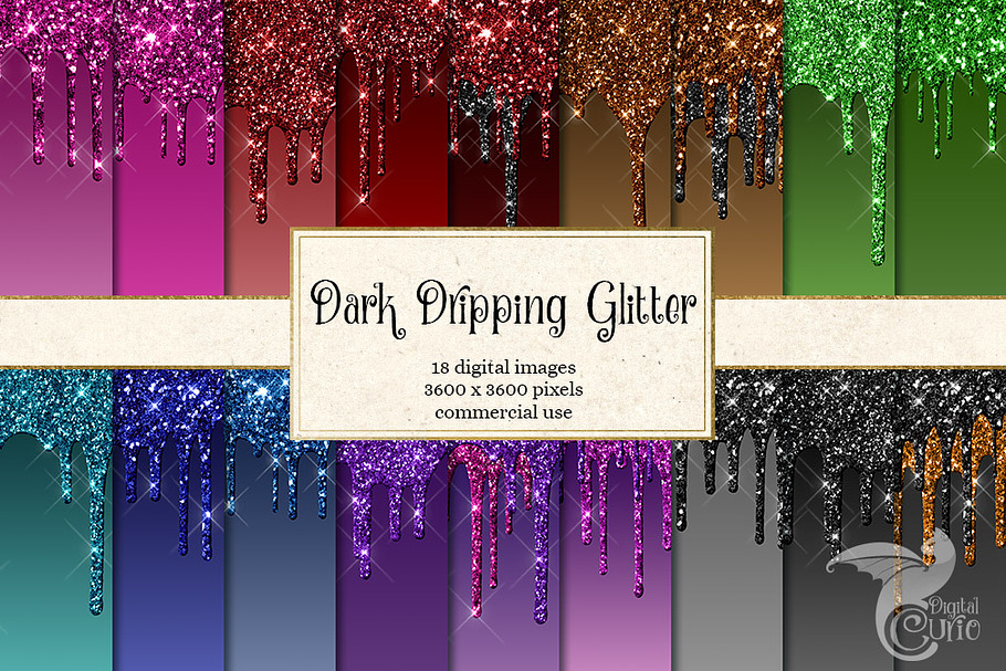 Dark Dripping Glitter Backgrounds in Textures - product preview 8