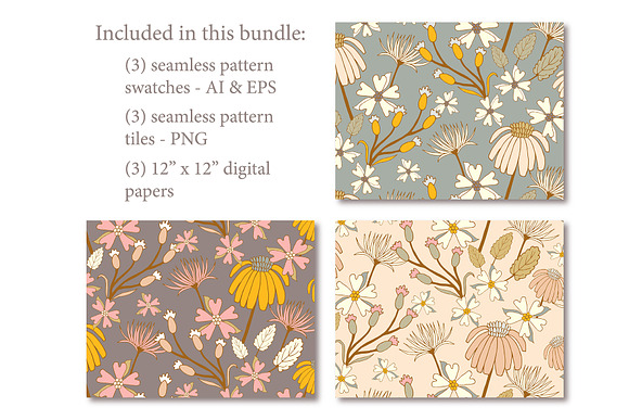 Vintage Floral Pattern Bundle in Patterns - product preview 4