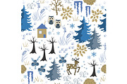 Awesome winter seamless pattern with