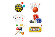 Casino Sport and Leisure Games Set. 