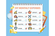 Monthly Expenses Concept. Vector