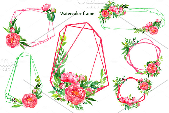 Abstract peonies and leaves in Illustrations - product preview 2