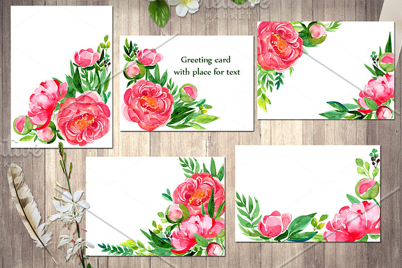 Abstract peonies and leaves in Illustrations - product preview 3
