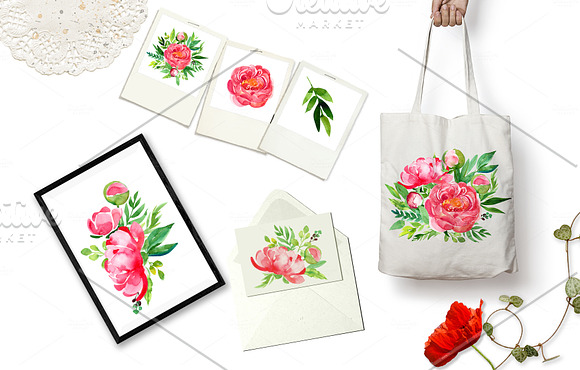 Abstract peonies and leaves in Illustrations - product preview 6