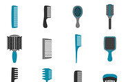 Barber accessory icons flat set