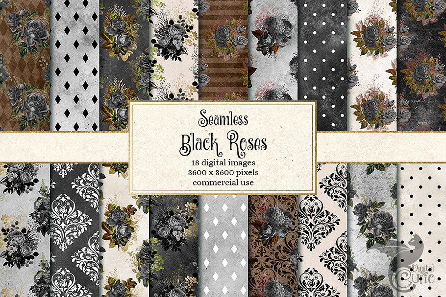 Black Rose Digital Paper in Patterns - product preview 8