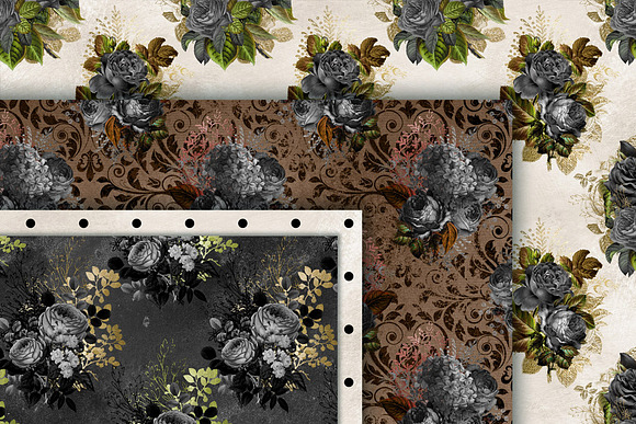 Black Rose Digital Paper in Patterns - product preview 1