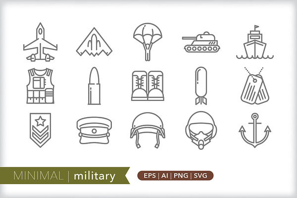 Minimal military icons