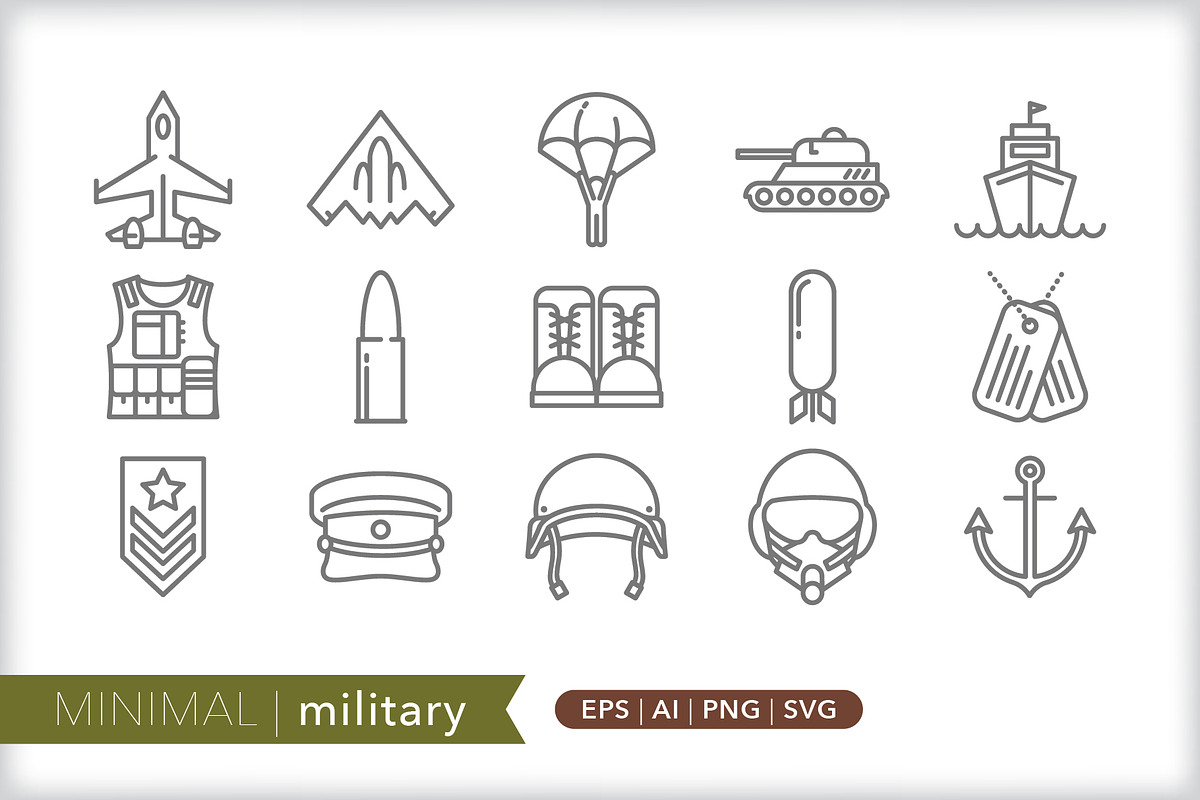 Minimal military icons in Military Icons - product preview 8