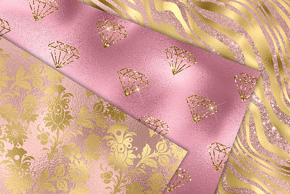 Pink and Gold Glam Digital Paper in Textures - product preview 1