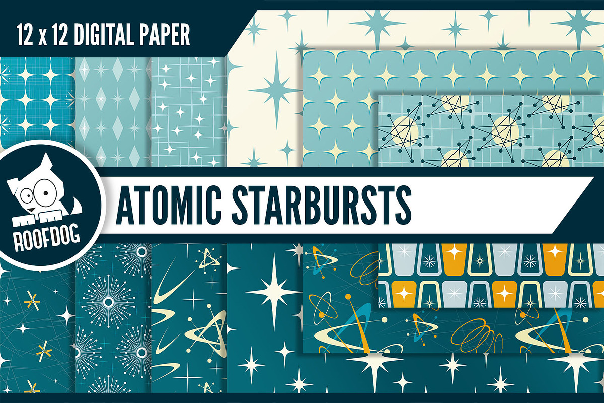 1950s mid century atomic starbursts in Patterns - product preview 8
