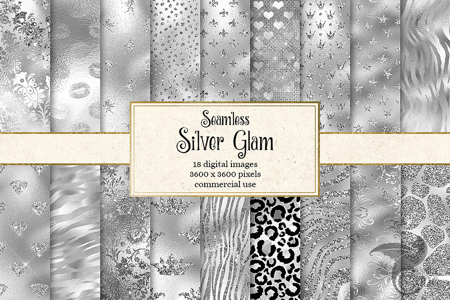 Silver Glam Digital Paper in Textures - product preview 8