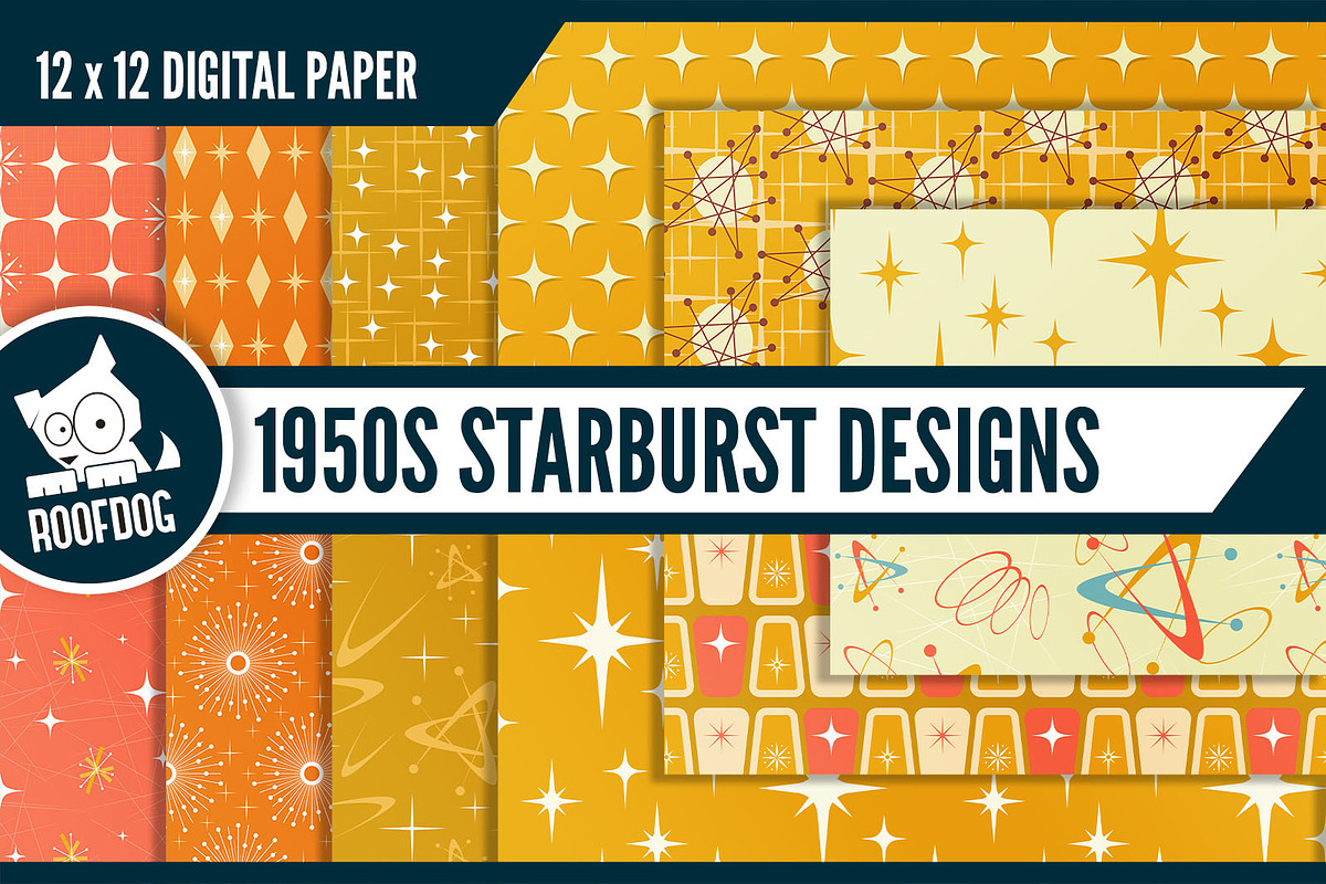 1950s retro atomic style starbursts in Textures - product preview 8