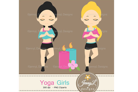 Yoga Girls Clipart in Illustrations - product preview 1