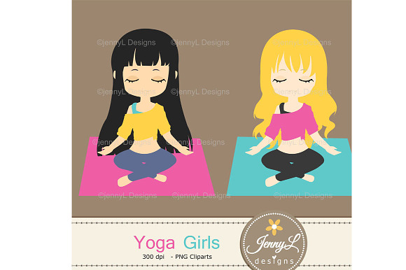 Yoga Girls Clipart in Illustrations - product preview 2