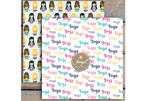 Yoga Digital Papers & Clipart in Patterns - product preview 1