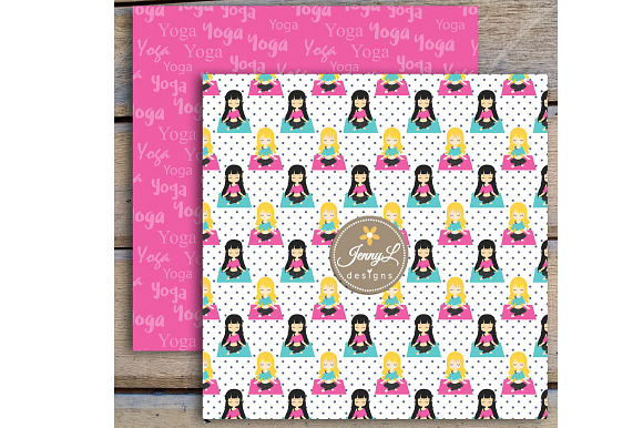 Yoga Digital Papers & Clipart in Patterns - product preview 2