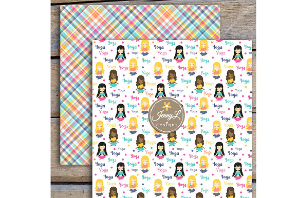 Yoga Digital Papers & Clipart in Patterns - product preview 3