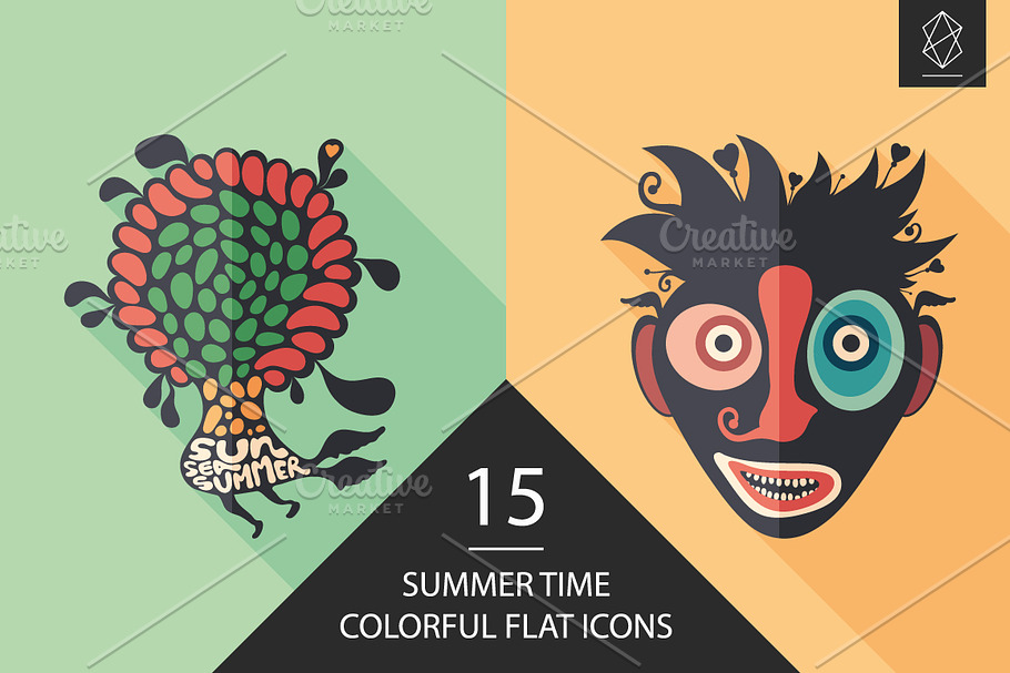 Summer time flat icon set in Summer Icons - product preview 8