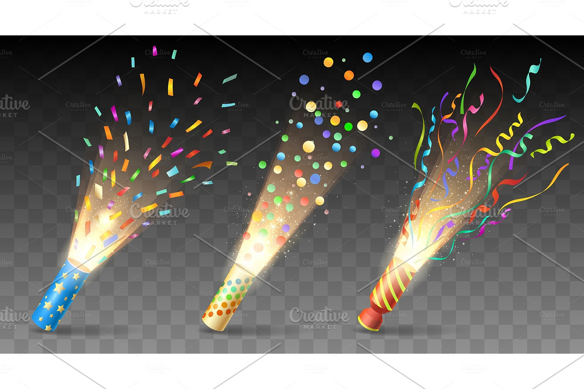 Party poppers on transparent in Objects - product preview 8