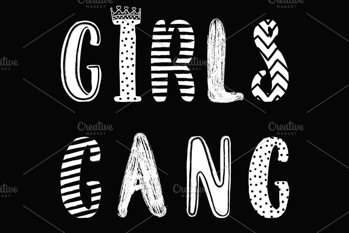 Girl gang. Cute Modern calligraphy. in Illustrations - product preview 8